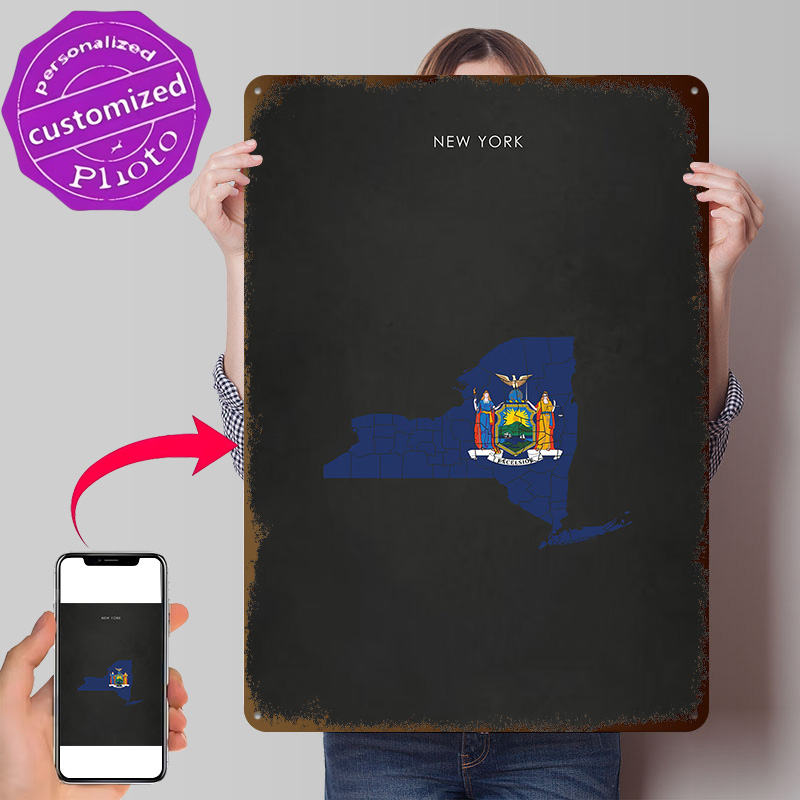 3D Printing York - New York State Flag Map Poster