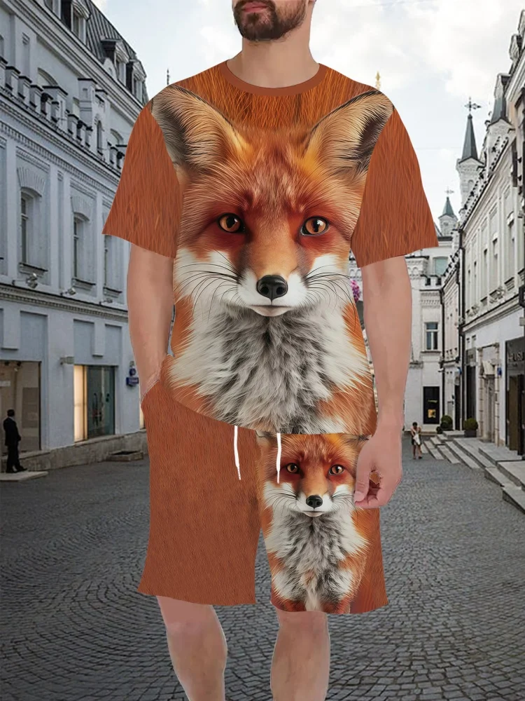 3D Printing Design Free - Summer New Men's O-neck T-shirt Sets