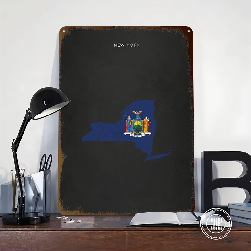 New York State Flag Map Poster - 3D Printing York ulasan dan harga