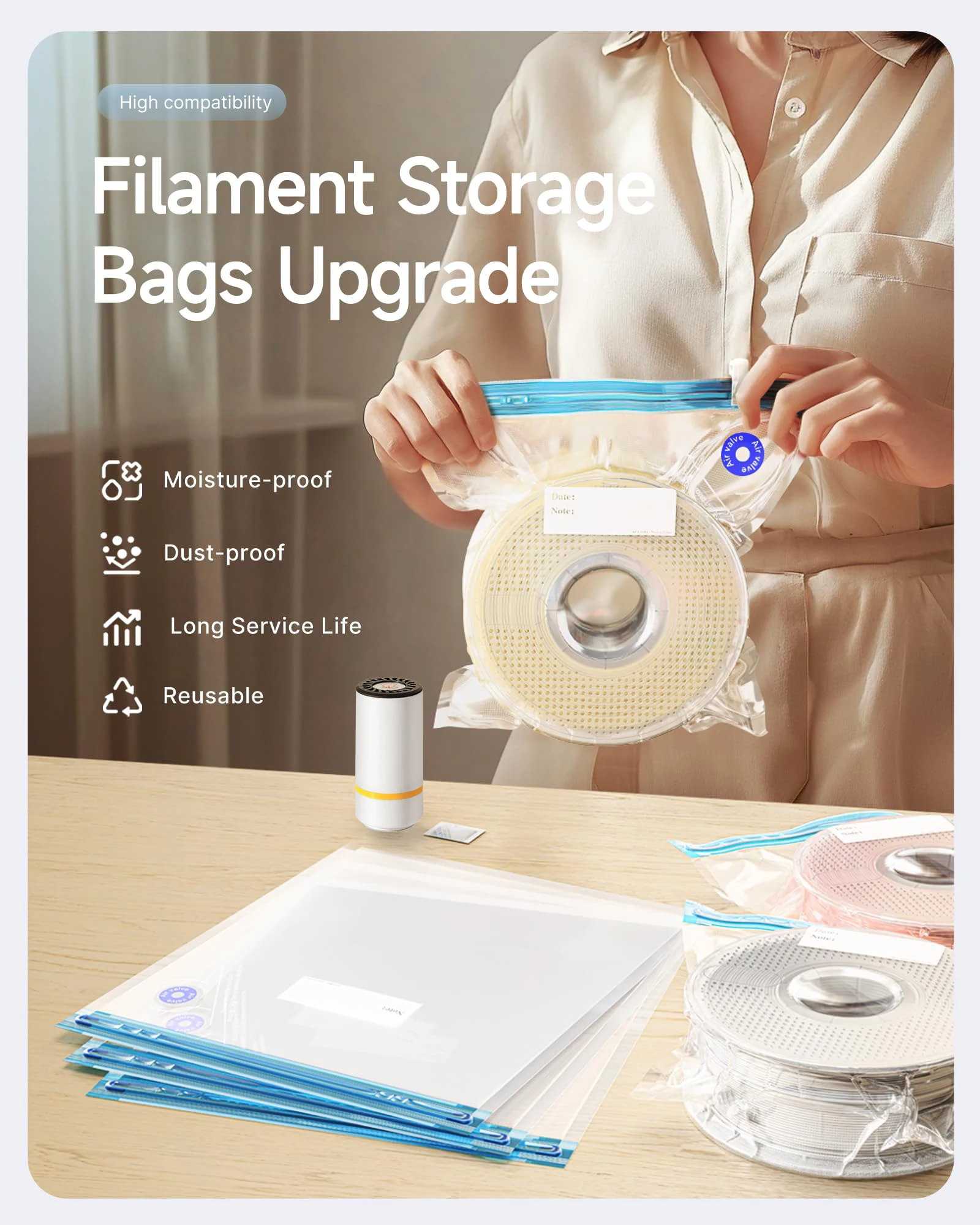 3D Printer Filament Vacuum Bag - 3D Printing Cnc ulasan dan harga